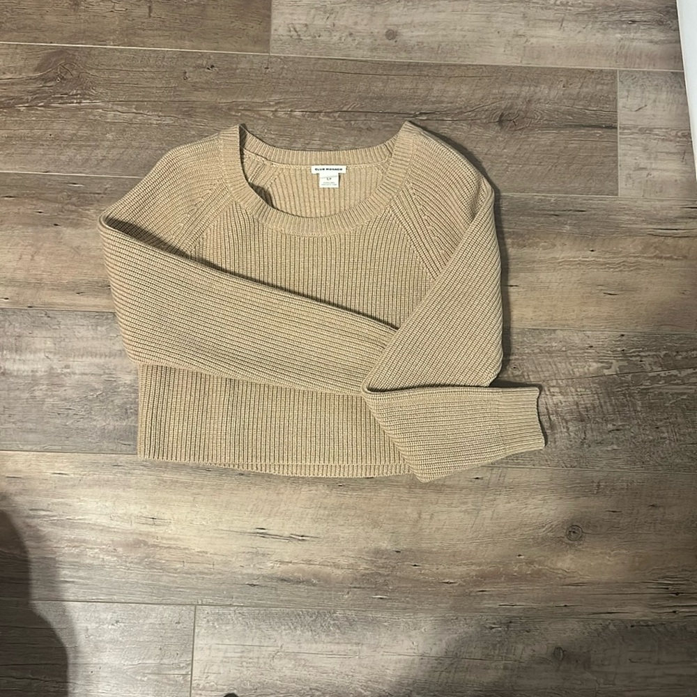 Club Monaco crop tan sweater
